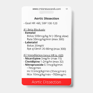 Aortic Dissection and Pulm Haemorrhage ID Badge
