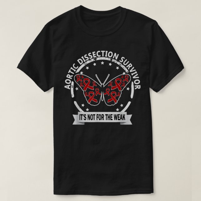 Aortic Dissection Survivor, red-ribbon raising awa T-Shirt (Design Front)