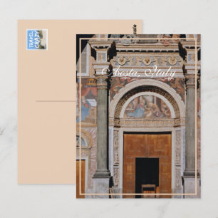 Aosta Cathedral Facade, Italy, Postcard