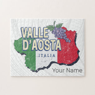 Aosta Valley Italy Region Map Vintage Souvenir Jigsaw Puzzle
