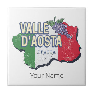 Aosta Valley Italy Region Map Vintage Souvenir Tile