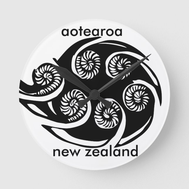 aotearoa new zealand koru design round clock (Front)