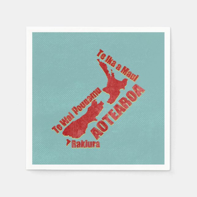 Aotearoa New Zealand Map Napkin (Front)