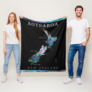 AOTEAROA NEW ZEALAND MAP PAUA THROW BLANKET