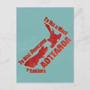 Aotearoa New Zealand Map Postcard