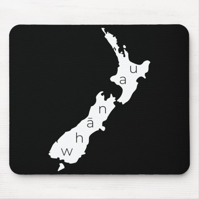 Aotearoa New Zealand With Kiwi Whanau Maori  Mouse Mat (Front)
