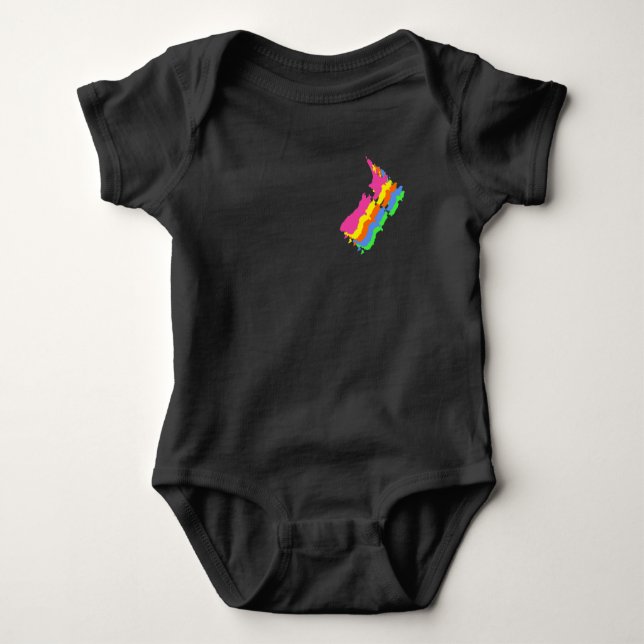 Aotearoa NZ Fluorescent Colour Map  Baby Bodysuit (Front)