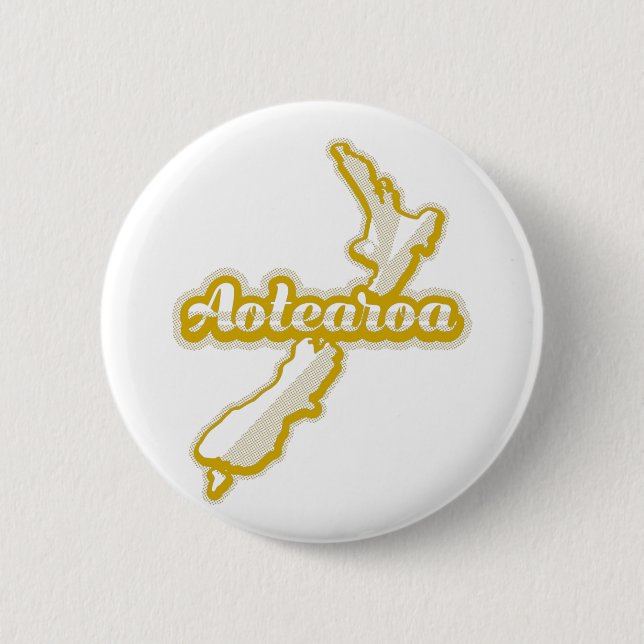 AOTEAROA NZ MAP 6 CM ROUND BADGE (Front)
