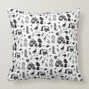 Aotearoa pattern black and white cushion