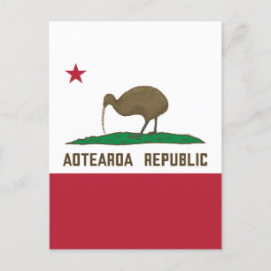 Aotearoa Republic Kiwi Flag New Zealand Postcard