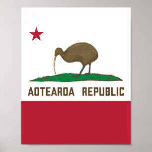 Aotearoa Republic Kiwi Flag New Zealand Poster