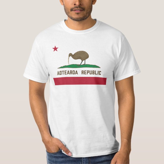 Aotearoa Republic Kiwi Flag New Zealand T-Shirt (Front)