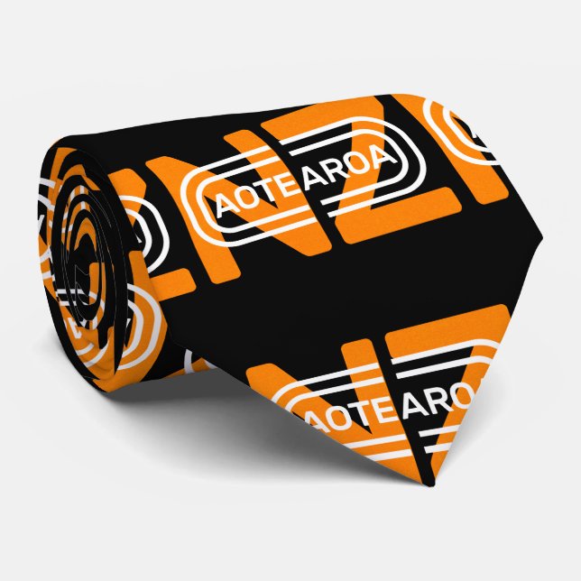 Aotearoa Text art Modern Tie (Rolled)