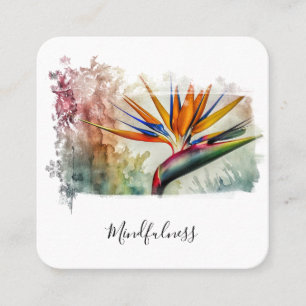 *~* AP10 Flower Bird of Paradise Watercolor QR Square Business Card