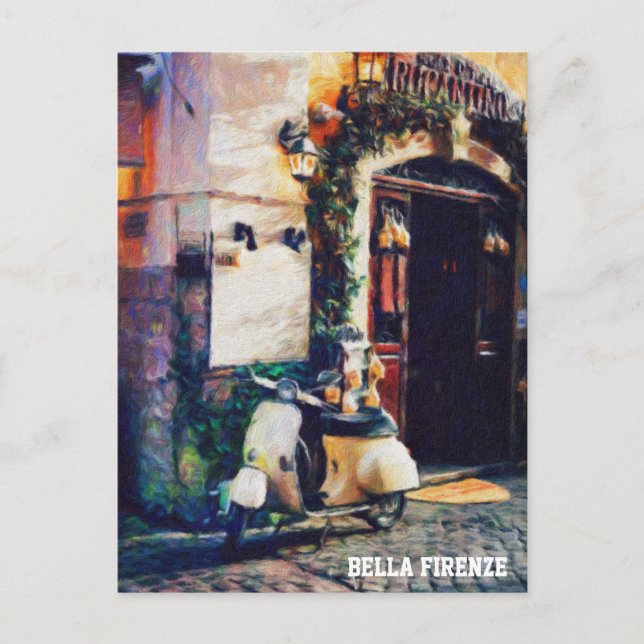 ** AP12 Italy Florence Motor Scooter Cobblestone Postcard (Front)