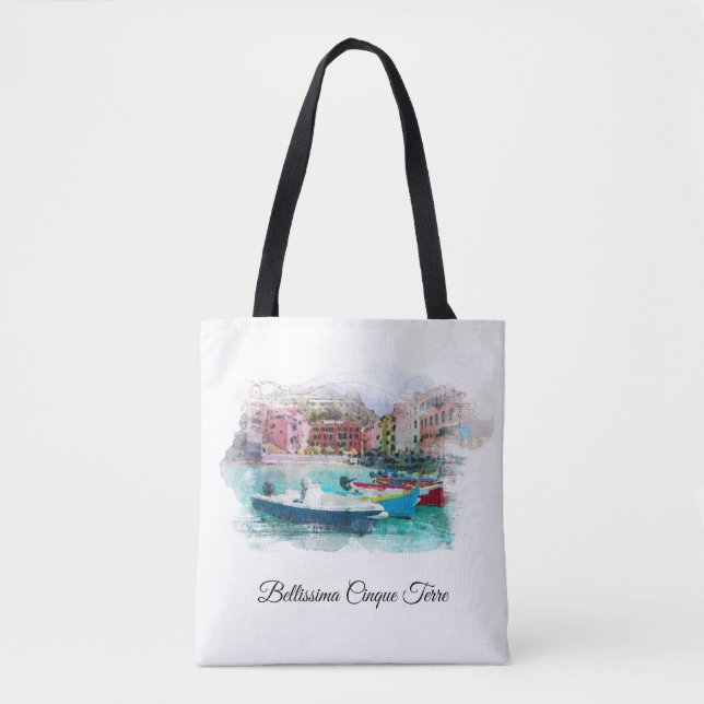 ** AP12 Italy Italian Art Language Cinque Terra Tote Bag (Front)