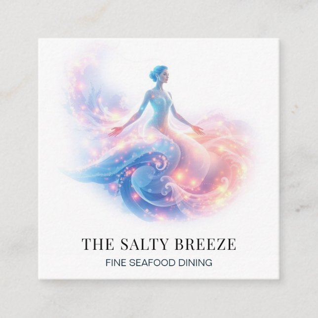 *~* AP13 104 Beach WAVE Birth of Venus  Square Business Card (Front)