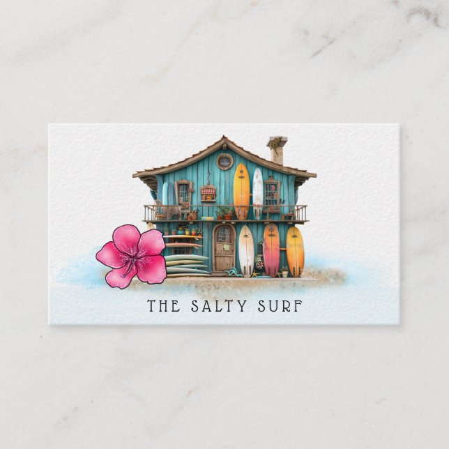*~*  AP13 5 Whimsical Sea Beach Coastal Surfboard Business Card (Front)