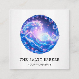 *~* AP13 Nautical Beach Dreamy Waves Sparkle 95  Square Business Card
