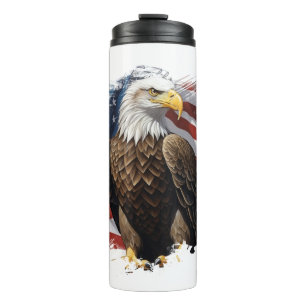 *~*  AP16  America Bald Eagl EAGLE Flag Patriotic  Thermal Tumbler