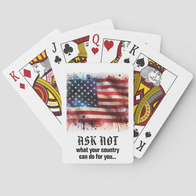 *** AP16 America Flag 4 quote JFK Ask Not Playing Cards (Back)