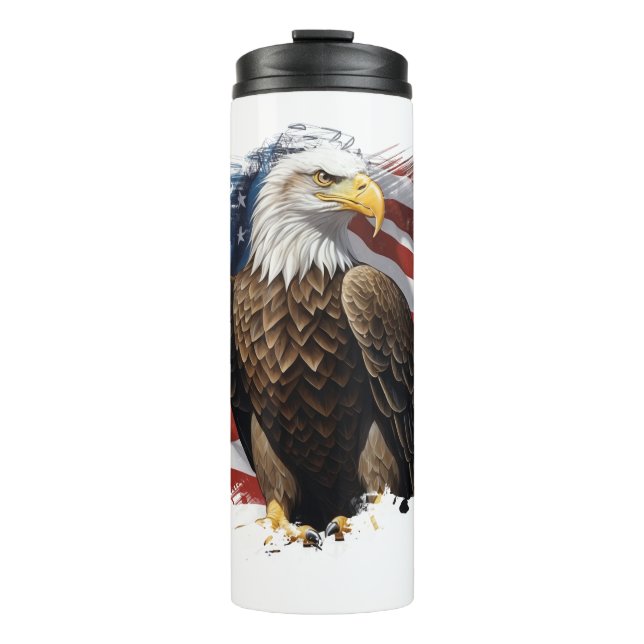 *~*  AP16 Bald EAGLE Patriotic We The People Flag Thermal Tumbler (Front)