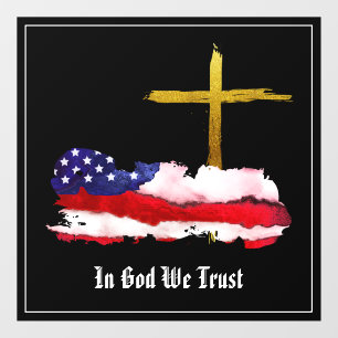 *~* AP16 Christian Patriot Eagle Flag Veteran Window Cling