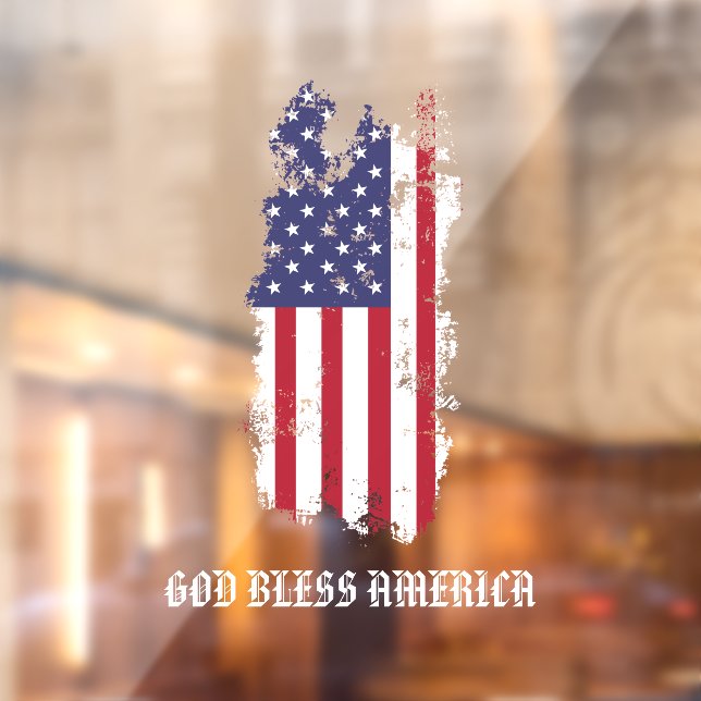 * AP16 Flag Grunge Patriotic God Bless USA America Window Cling (Sheet 2)