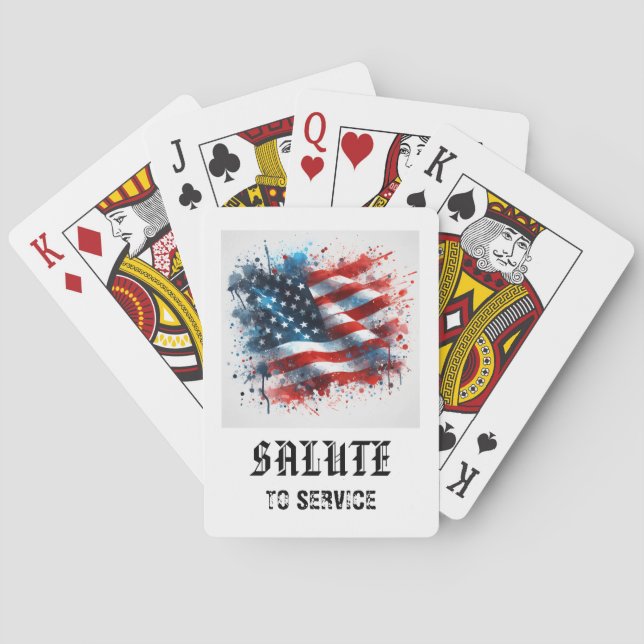 *** AP16 Red White Blue American Flag Play 2 Playing Cards (Back)