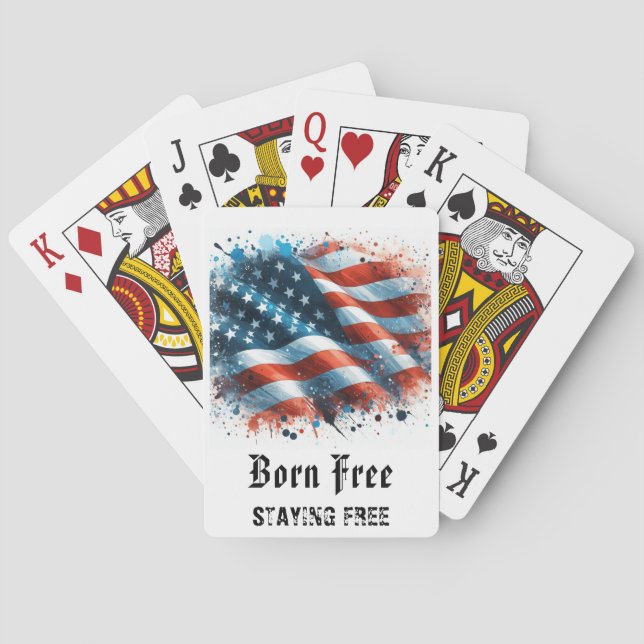 *** AP16 Red White Blue American Flag Play 6 Playing Cards (Back)