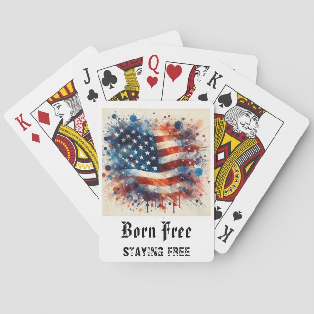*** AP16 Red White Blue American Flag Play 7 Playing Cards (Back)