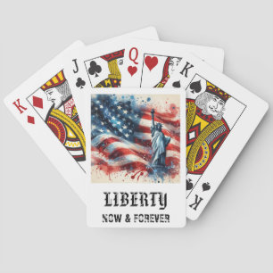*** AP16 STATEUE of LIBERTY American Flag Play 5 Playing Cards