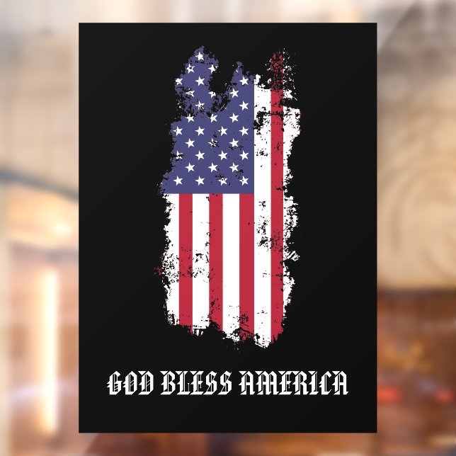 * AP16 USA Flag Grunge Patriotic God Bless America Window Cling (Sheet 2)