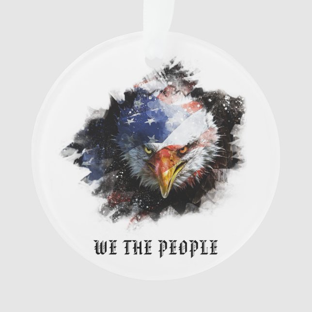 *~* AP16 WE THE PEOPLE USA Flag Patriotic EAGLE  Ornament (Front)