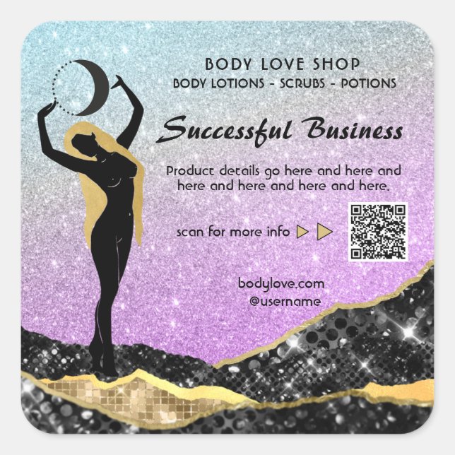 *~* AP24 Rainbow Goddess Intention Spell Ombre Square Sticker (Front)