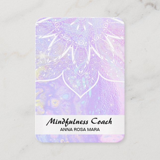 *~* AP2 Pastel Abstract QR code Mandala Foil  Business Card (Front)