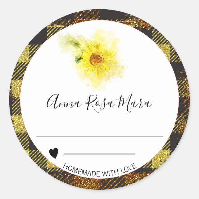 ~ AP30 Canning   . Buffalo Gingham Homemade Jelly Classic Round Sticker (Front)