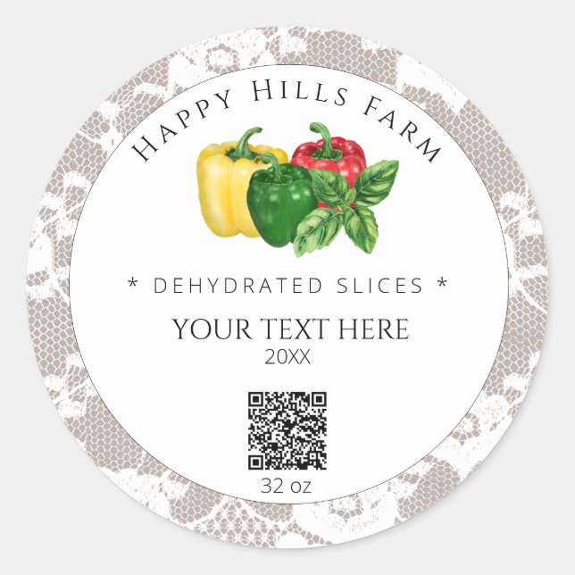 *~* AP30 DEHYDRATED Bell Peppers Canning QR Logo Classic Round Sticker (Front)