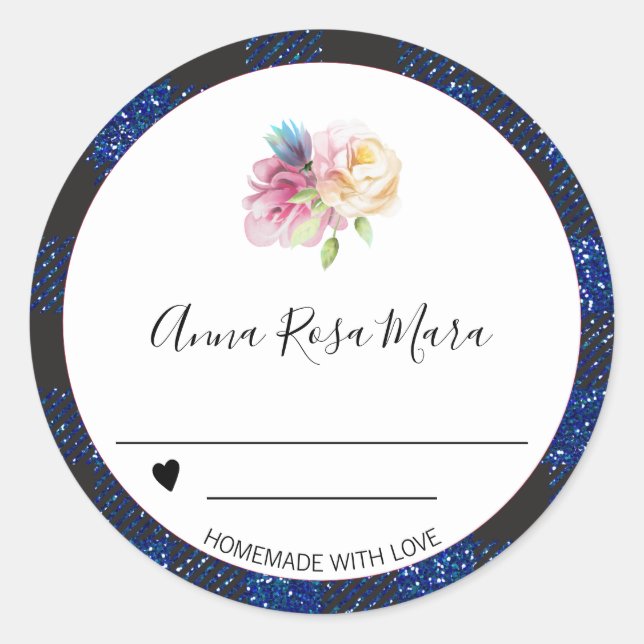 * AP30 Glitter Buffalo Gingham Canning Homemade Classic Round Sticker (Front)