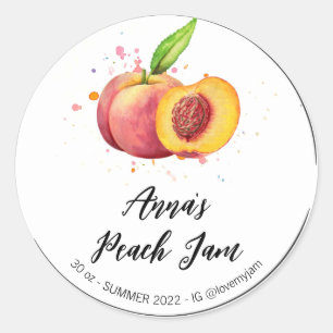 *~* AP30 Peach Homemade Jelly Jam Preserves Classic Round Sticker
