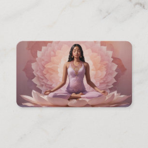 *~* AP32  Dusty Rose Pink Lotus Woman QR Mandala Business Card