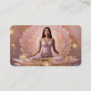 *~* AP32  Dusty Rose Stars Lotus Woman QR Mandala Business Card