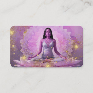 *~* AP32  Lavender Pink Lotus Woman QR Mandala Business Card