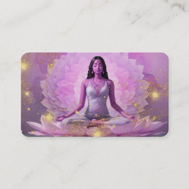 *~* AP32  Lavender Pink Lotus Woman QR Mandala Business Card (Front)