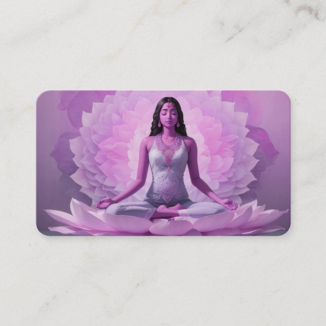 *~* AP32  Lavender Pink Lotus Woman QR Mandala Business Card (Front)