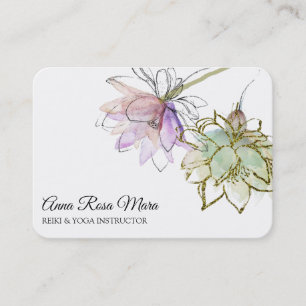 *~* AP32  Pink Lotus LOGO Flower Zen QR Yoga Business Card