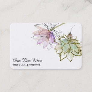 *~* AP32  Pink Lotus Yoga  Flower Logo Zen QR Business Card