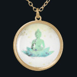 *~* AP33 Aqua  Buddha Botanical Floral Lotus  Gold Plated Necklace<br><div class="desc">(( search id AP33 for similar designs )) Simple and Minimal Abstract Boho Zen Watercolor soft with GOLD areas. There are options in shape and metal plating colours in Silver Plate and Gold Plate. * Energetically Enhanced Bohemian Botanical Garland / Bouquet Floral / Flowers Pastel Modern Popular softly Colourful Zen...</div>