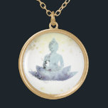 *~* AP33 Dusty BLUE Buddha Botanical Floral Lotus Gold Plated Necklace<br><div class="desc">(( search id AP33 for similar designs )) Simple and Minimal Abstract Boho Zen Watercolor soft with GOLD areas. There are options in shape and metal plating colours in Silver Plate and Gold Plate. * Energetically Enhanced Bohemian Botanical Garland / Bouquet Floral / Flowers Pastel Modern Popular softly Colourful Zen...</div>
