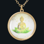 *~* AP33 Green Buddha Botanical Floral Lotus Gold Plated Necklace<br><div class="desc">(( search id AP33 for similar designs )) Simple and Minimal Abstract Boho Zen Watercolor soft with GOLD areas. There are options in shape and metal plating colours in Silver Plate and Gold Plate. * Energetically Enhanced Bohemian Botanical Garland / Bouquet Floral / Flowers Pastel Modern Popular softly Colourful Zen...</div>